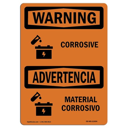 Signmission Safety Sign, OSHA WARNING, 10" Height, 14" Width, Rigid Plastic, Material Corrosivo, Landscape OS-WS-P-1014-L-11954